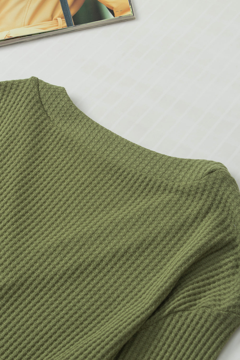 Anahi Textured Knit Cuffs Long Sleeve Top