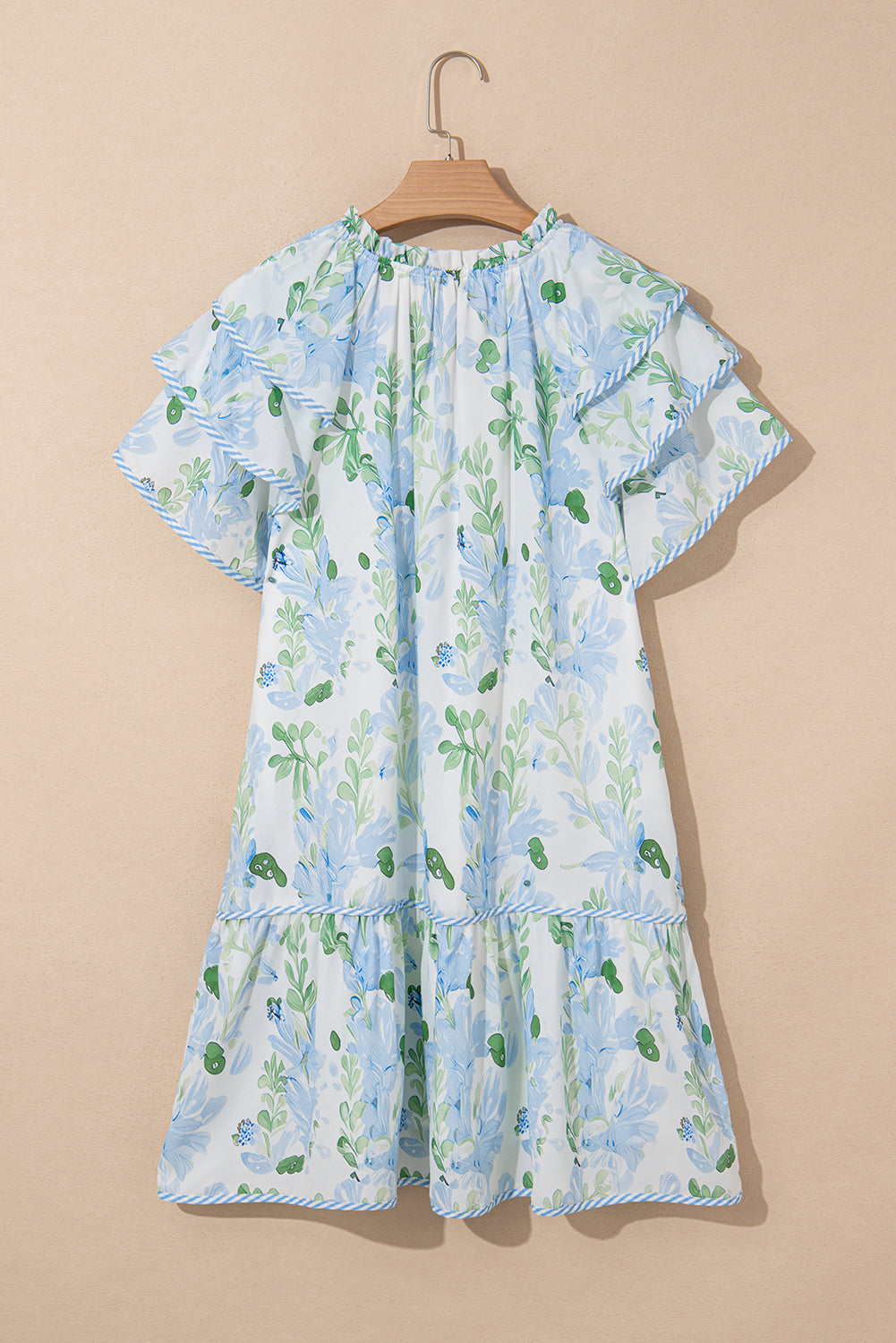 Madalyn Floral Contrast Edge Layered Short Sleeve Mini Dress
