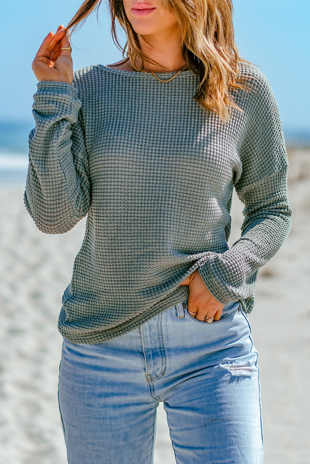 Avery Knit Drop Shoulder Long Sleeve Top