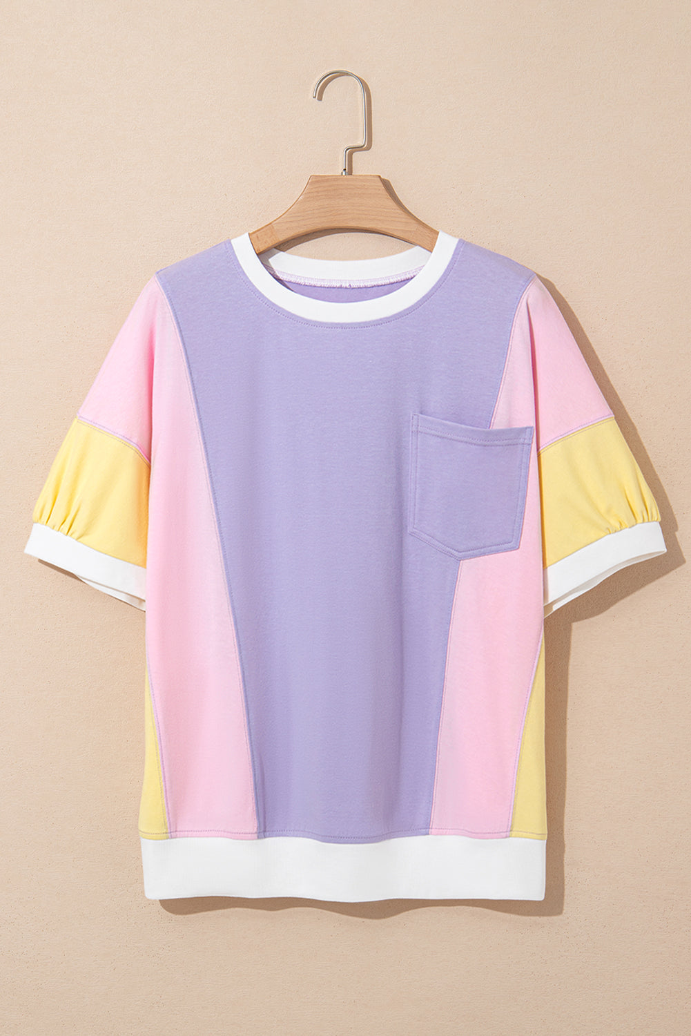 Zoe Patchwork Half Sleeve Oversized Top