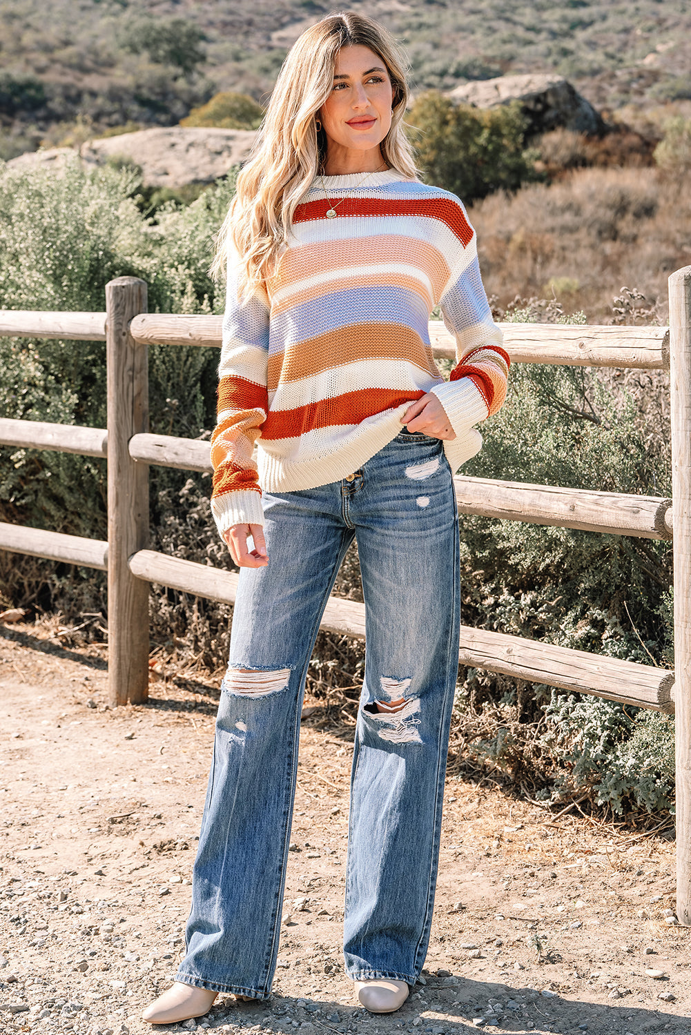 Oragita Colorblock Drop Shoulder Sweater