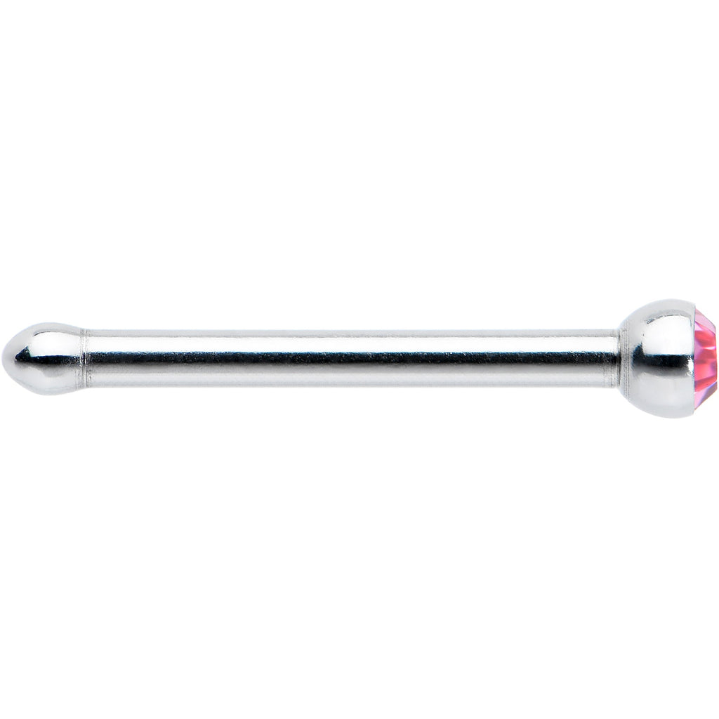 20G Stainless Steel Pink Gem Micro Nose Bone
