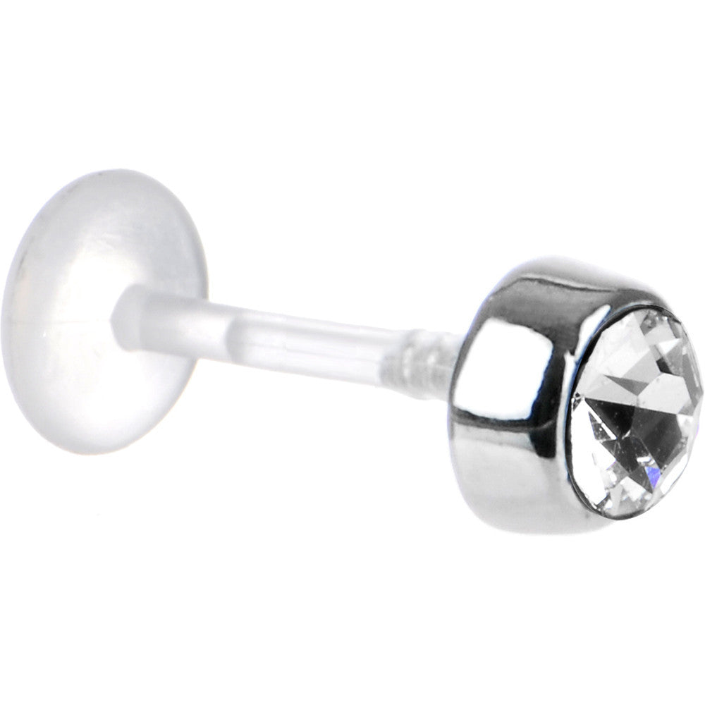 16G 5/16 Clear Solitaire Bioplast Tragus Labret Monroe