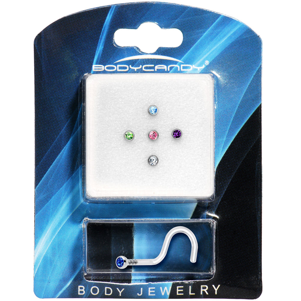18G Bioplast CZ Nose Ring Pack Set