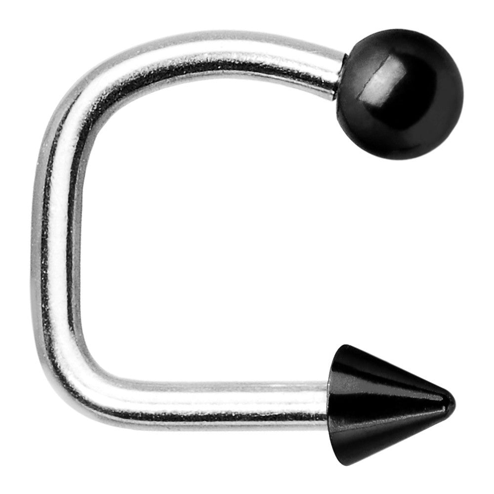 Black Titanium Ball Spike Lippy Loop Labret