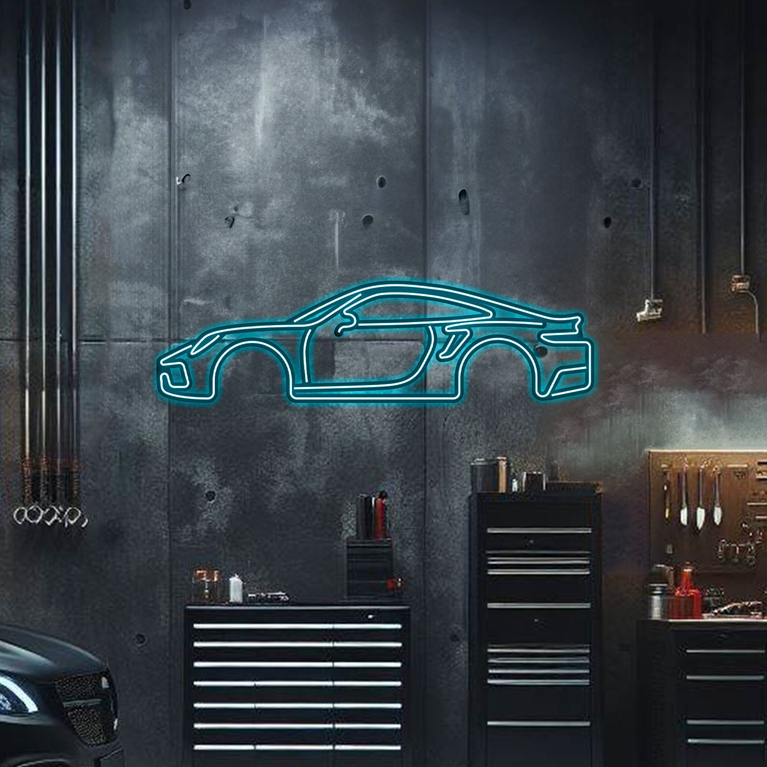 911 Turbo Model S Metal Neon Car Wall Art - MTN0042