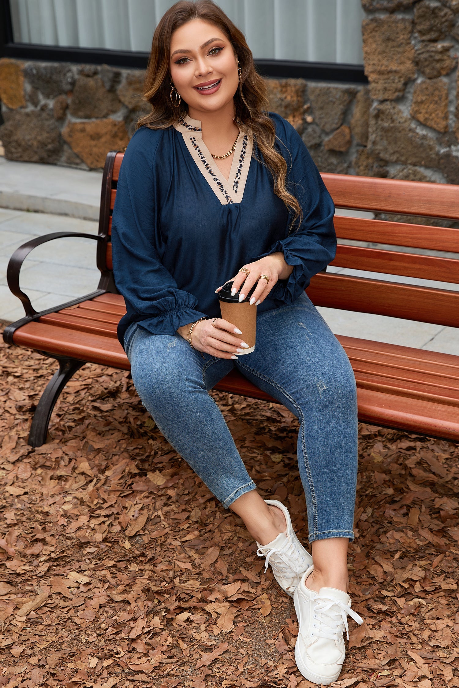 Katelyn Long Flounce Sleeve PLUS Blouse