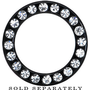 18mm Black Acrylic with Clear Jeweled Flesh Tunnel