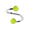 16G 5/16 Iridescent Light Green Acrylic Ball Spiral Twister