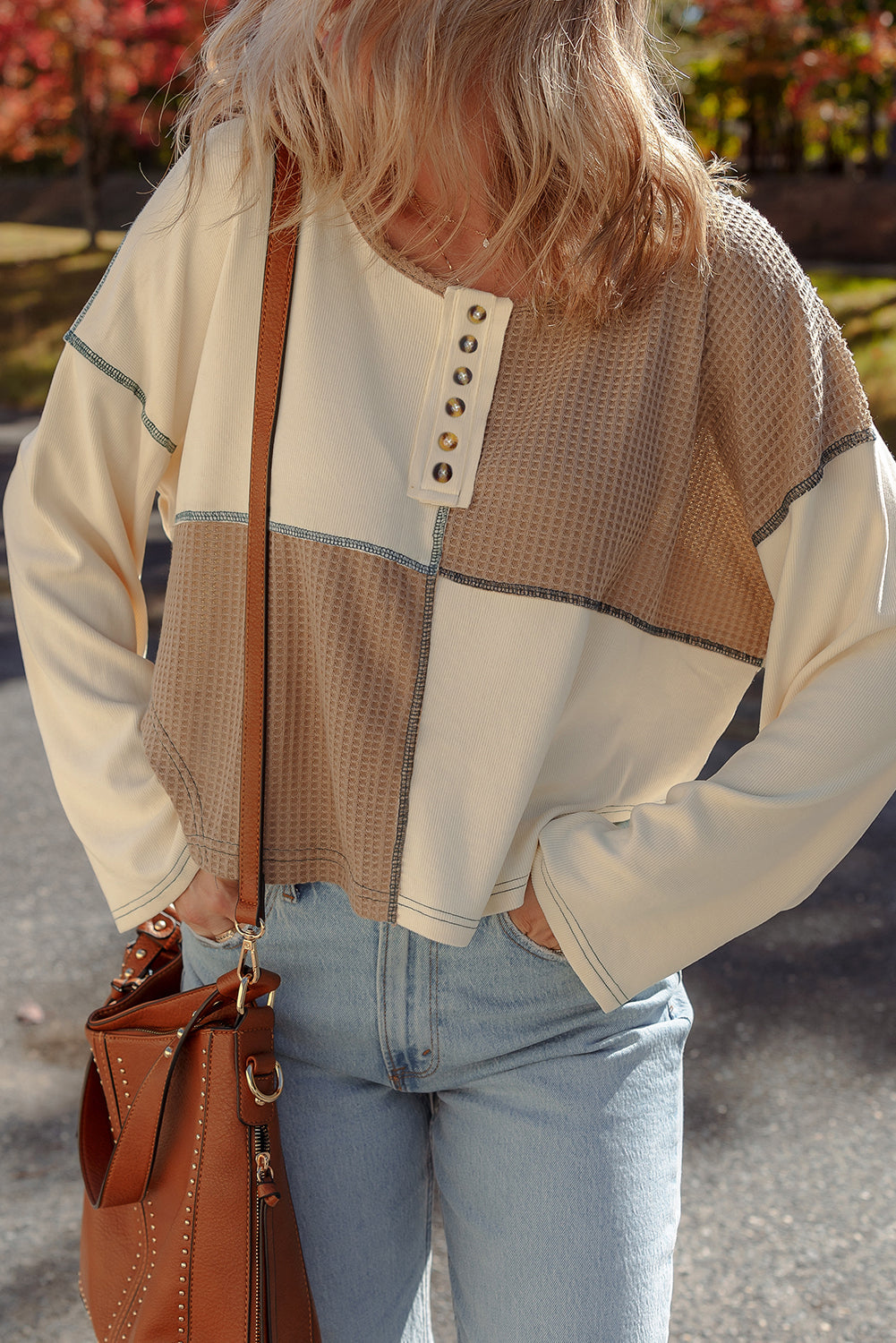 Jaliyah Knit Stitch Detail Long Sleeve Top
