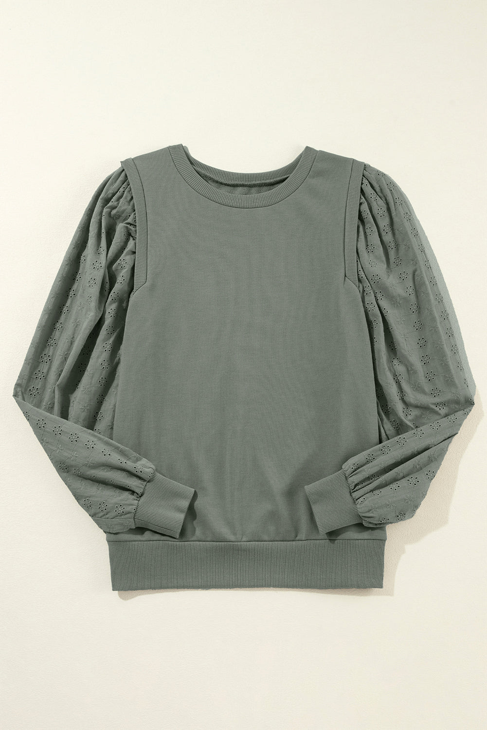 Valerie Solid Patchwork Sleeve Sweatshirt