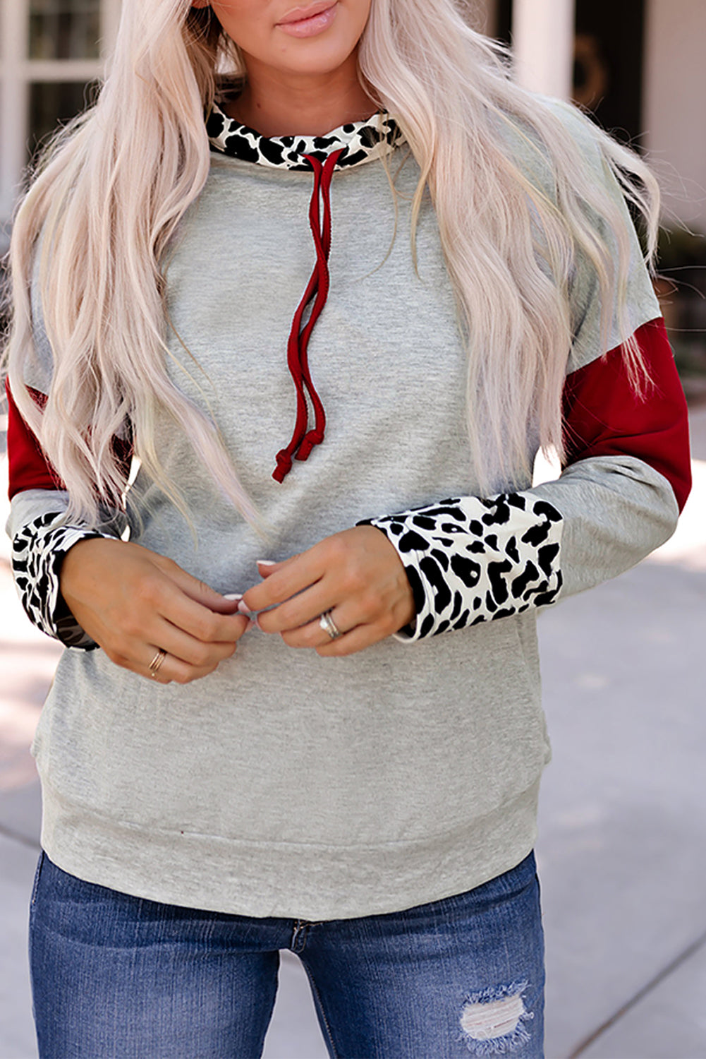 Junotia Shoulder Splicing Sleeves Sweatshirt