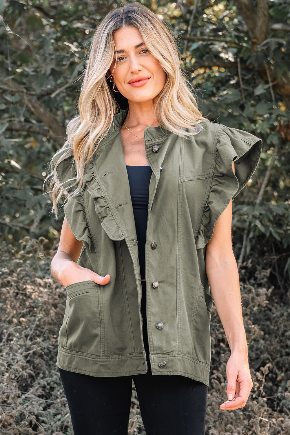 Abigail Bay Ruffled Patchwork Jacket