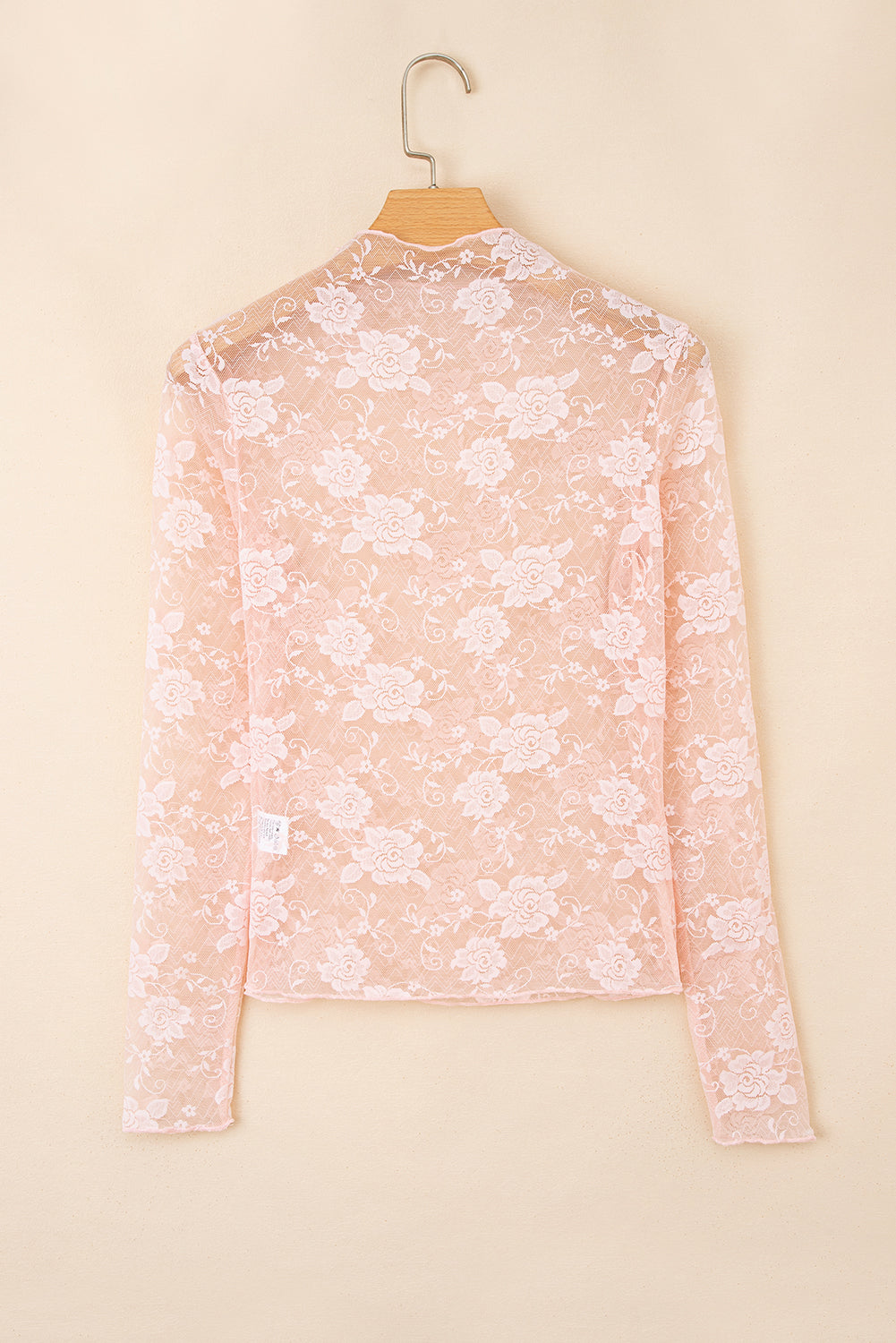 Myla Sheer Floral Lace Mesh Mock Neck Long Sleeve Top