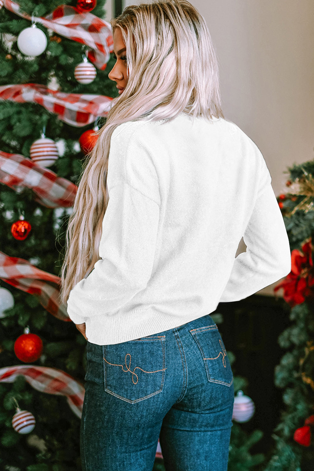 Robin Glitter Print Casual Sweater