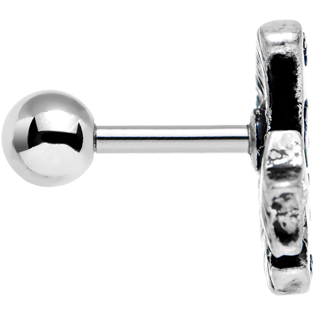 16G 1/4 Clear Gem Moon and Star Left Tragus Cartilage Earring