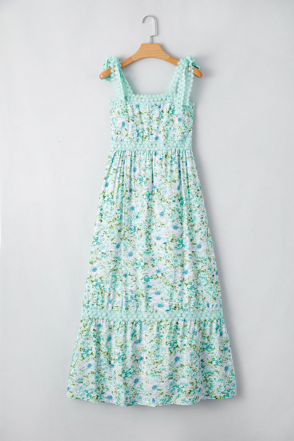 Ashlyn Floral Lace Tied Strap Empire Waist Maxi Dress