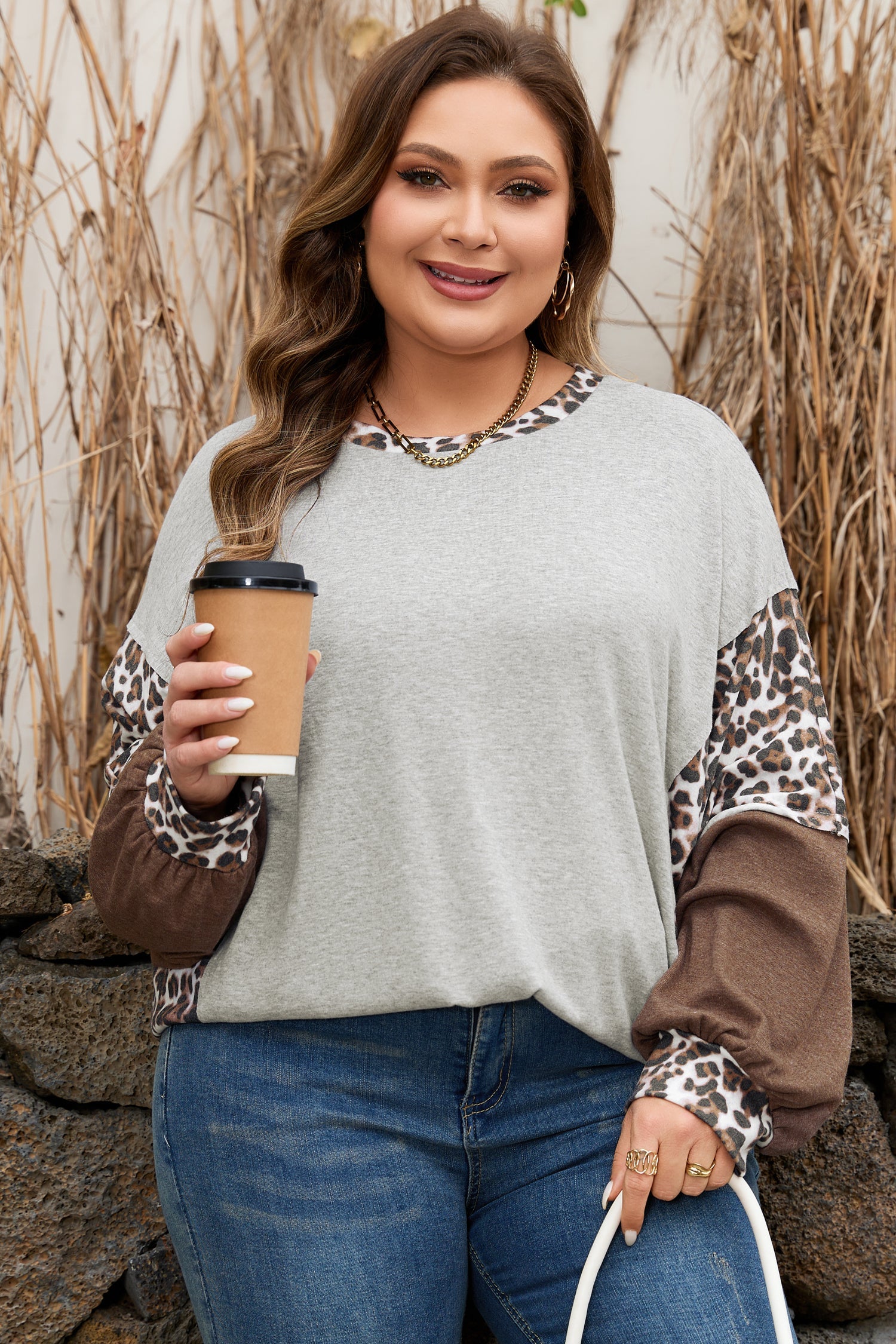 Camila Block Patchwork Dolman PLUS Sweatshirt