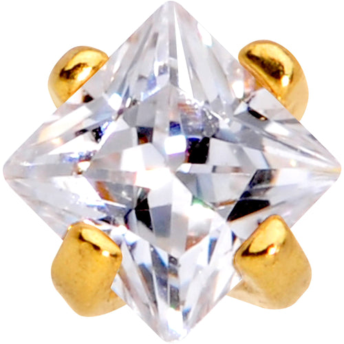 1/4 Clear Square CZ Gold PVD Internally Threaded Labret Monroe