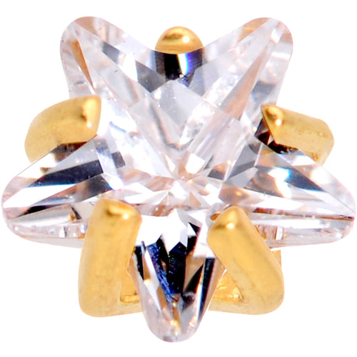 1/4 Clear Star CZ Gem Gold PVD Internally Threaded Labret Monroe