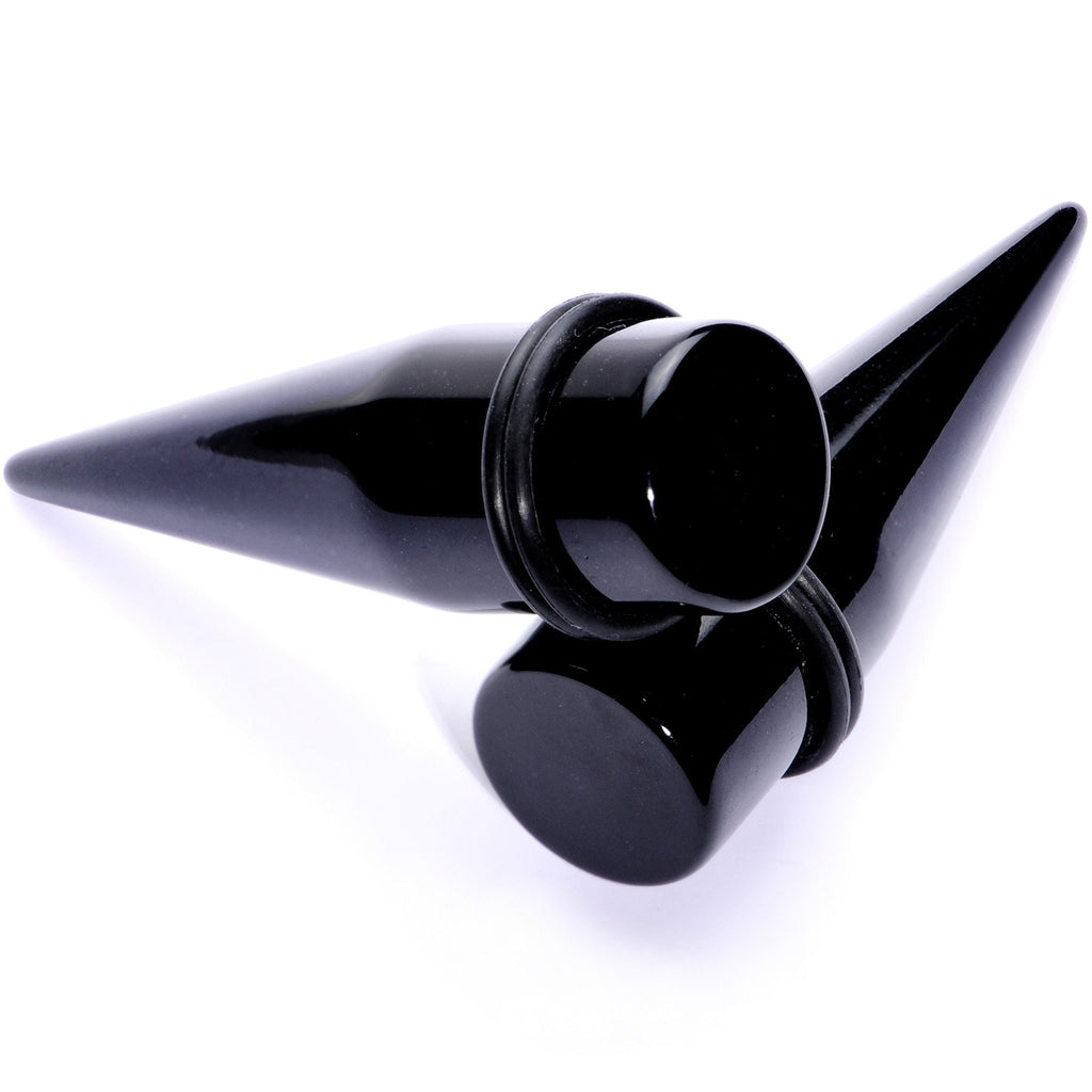 Lightweight Black Acrylic Straight Taper Set 10mm to 25mm