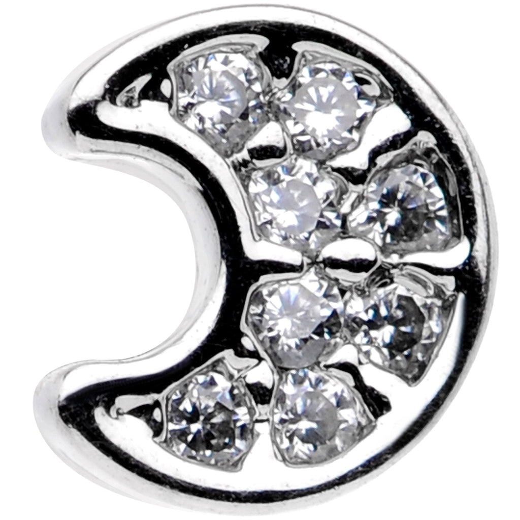 18G 5/16 Clear Gem Crescent Moon Tragus Cartilage Earring