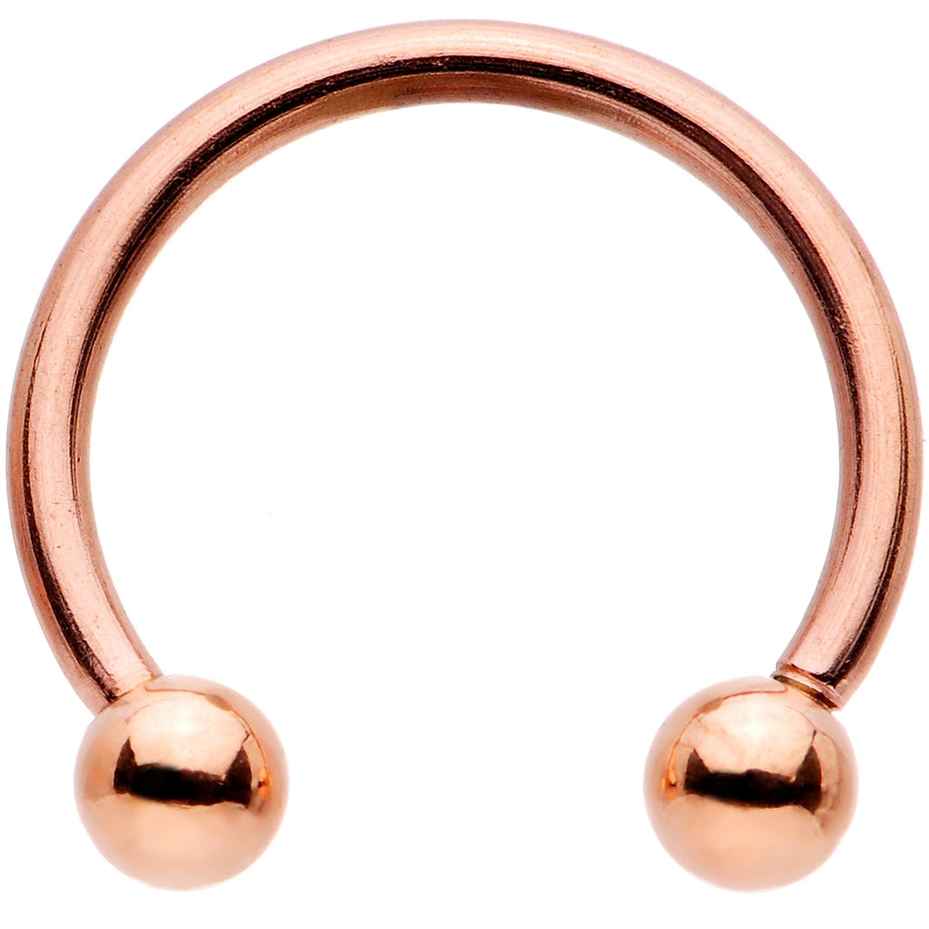 16G 3/8 Clear Gem Rose Gold Tone Hinged Circular Ring Set