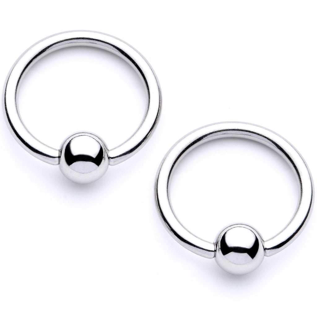 14G 9/16 1/2 White Faux Opal Bunny BCR Barbell Nipple Ring Set