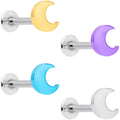 16G 5/16 Multicolor Crescent Moon Labret Monroe Tragus Set of 4
