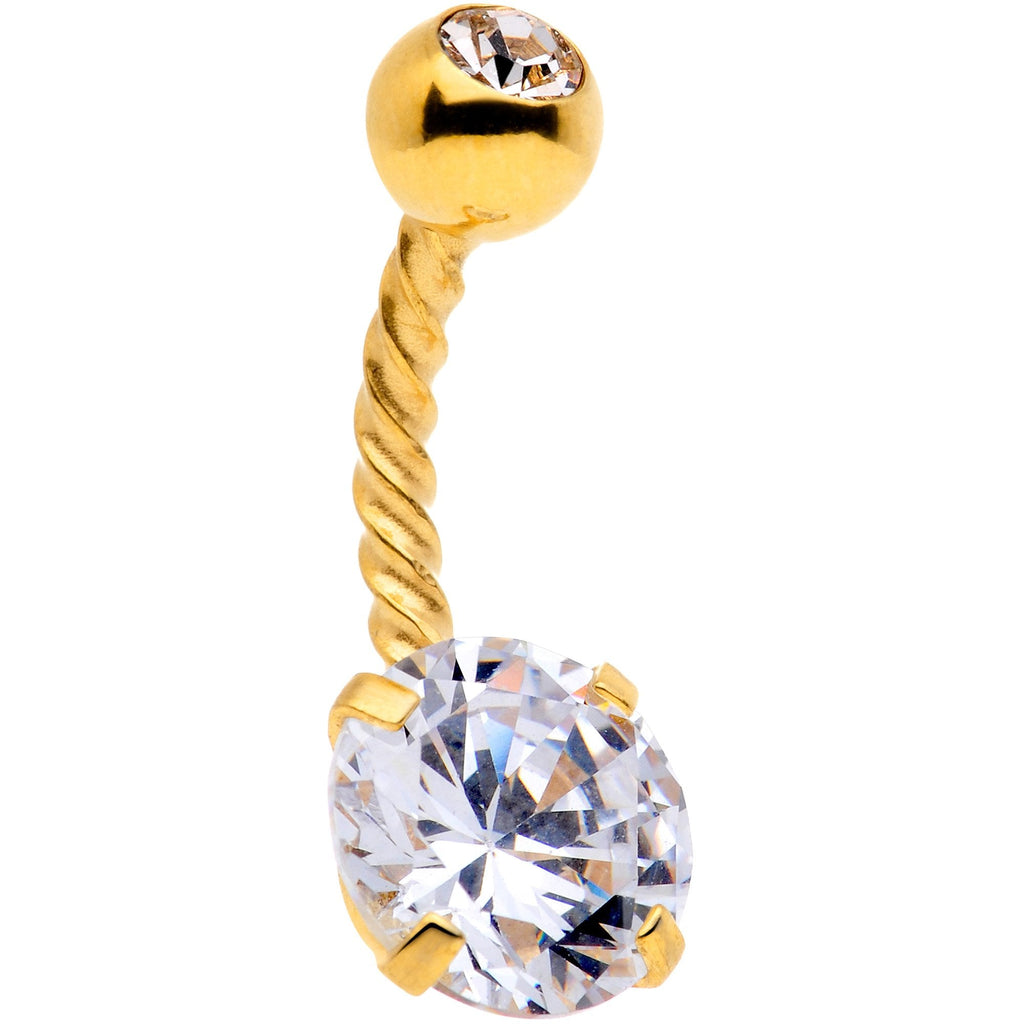 Clear Yellow Gem Totally Twisted Belly Ring Set of 4