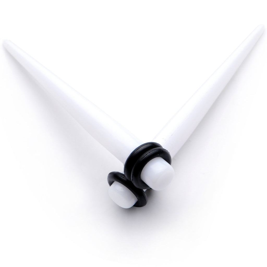 White Acrylic Straight Taper Set Available in Sizes  14G to 00G