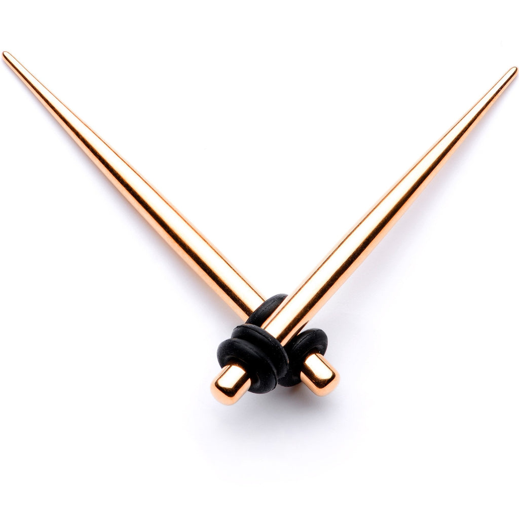 Rose Gold Tone Anodized Straight Taper Set Available in Sizes  14G to 00G