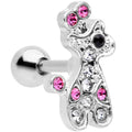 16G 1/4 Clear Pink Gem Giraffe Cartilage Tragus