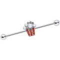 14G White Orb Movie Night Popcorn Industrial Barbell 38mm