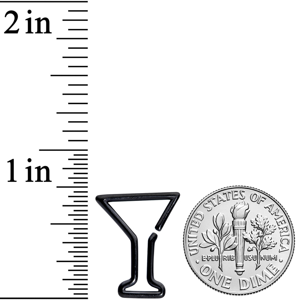 16G 5/16 Black Plated Bottoms Up Wine Glass Closure Ring