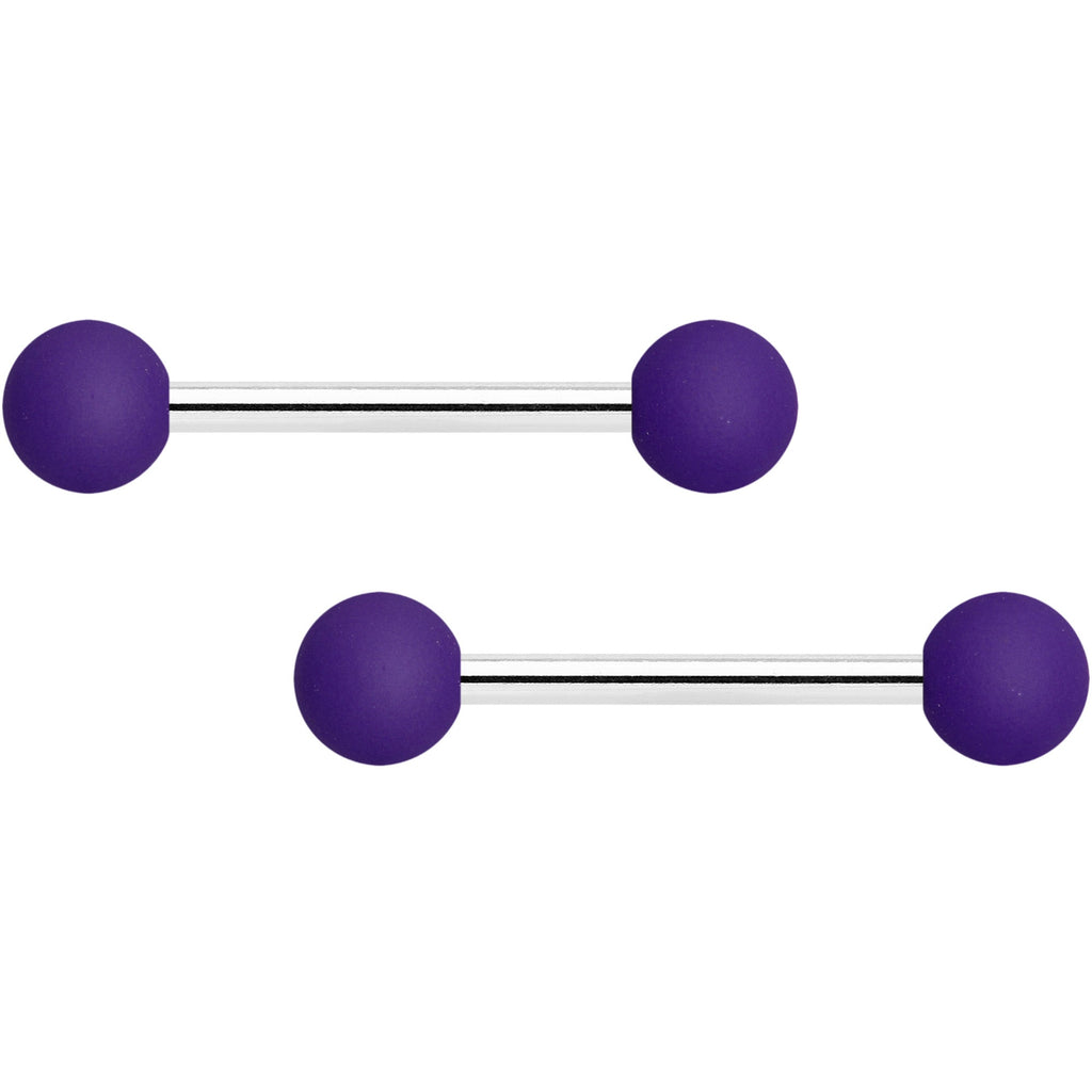 14G 9/16 Purple Matte Barbell Nipple Ring Set