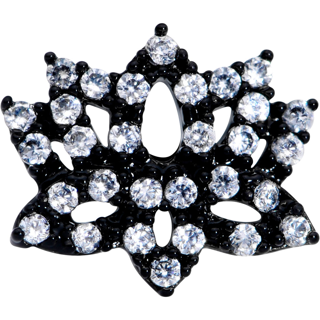 16G 1/4 Clear CZ Gem Black Lotus Flower Cartilage Tragus