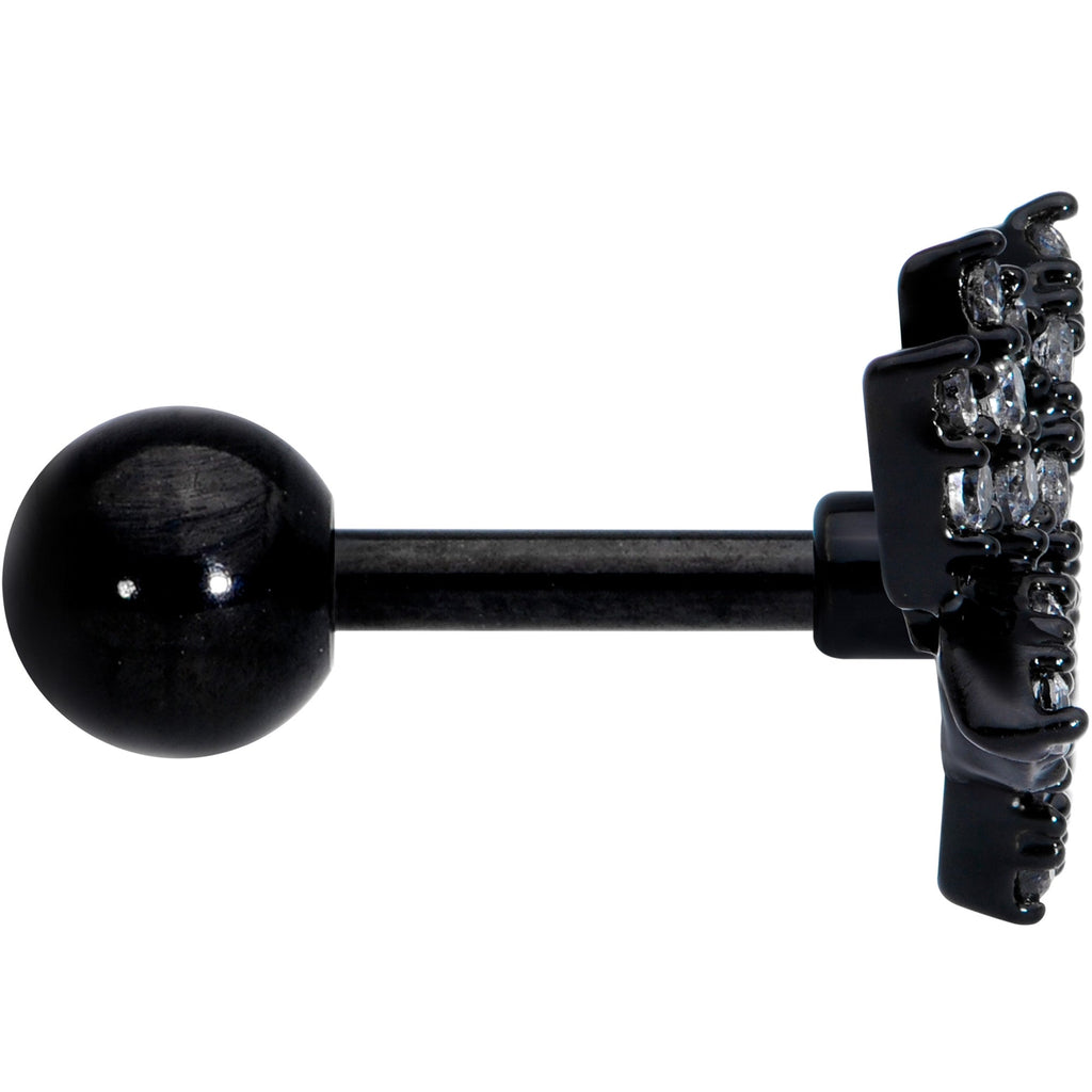 16G 1/4 Clear CZ Gem Black Lotus Flower Cartilage Tragus