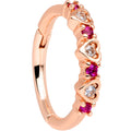 16G 3/8 Clear Pink CZ Gem Rose Gold Tone Hearts Hinged Segment Ring