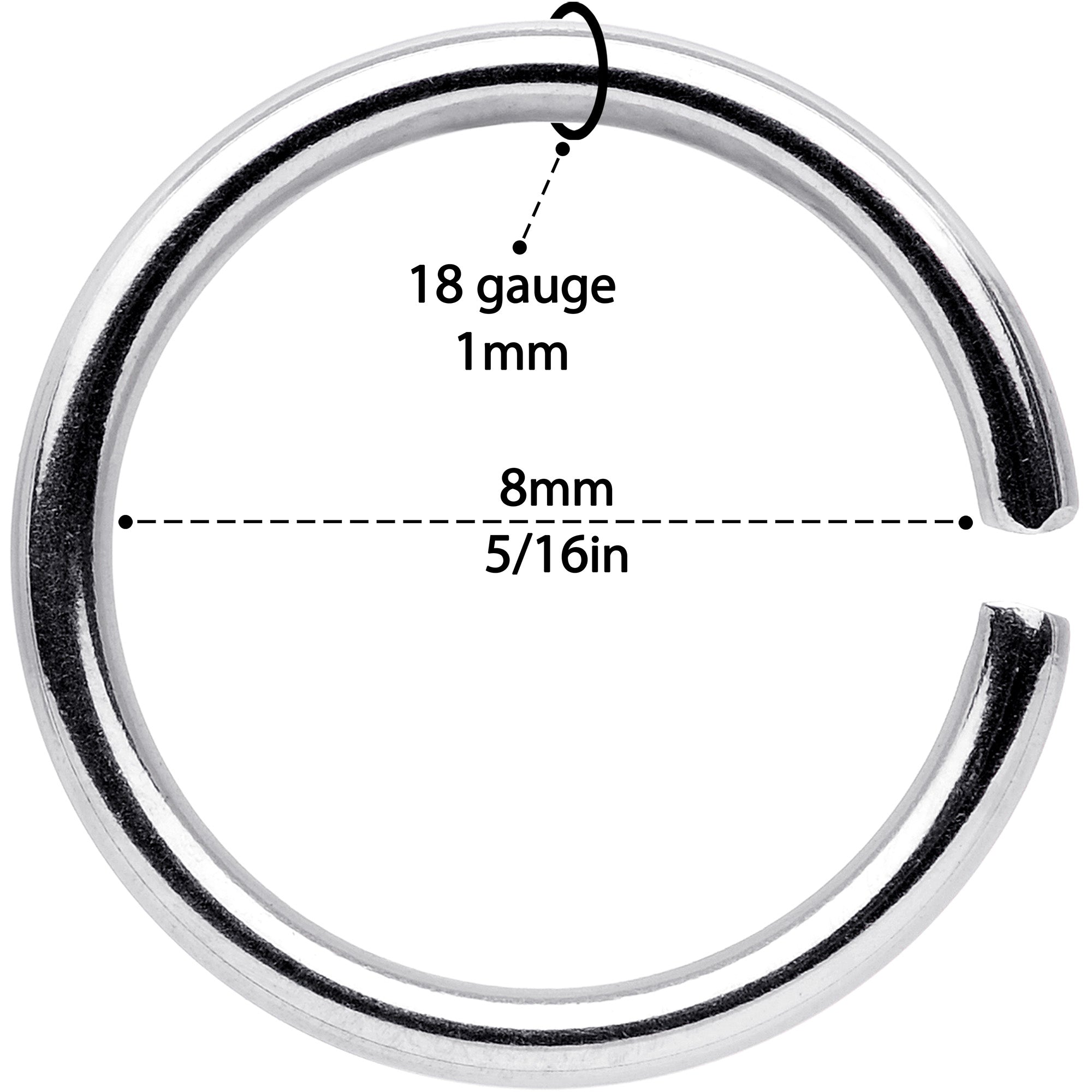 18G 5/16 Gold Tone Rose Gold Tone Anodized Seamless Circular Ring Set of 12