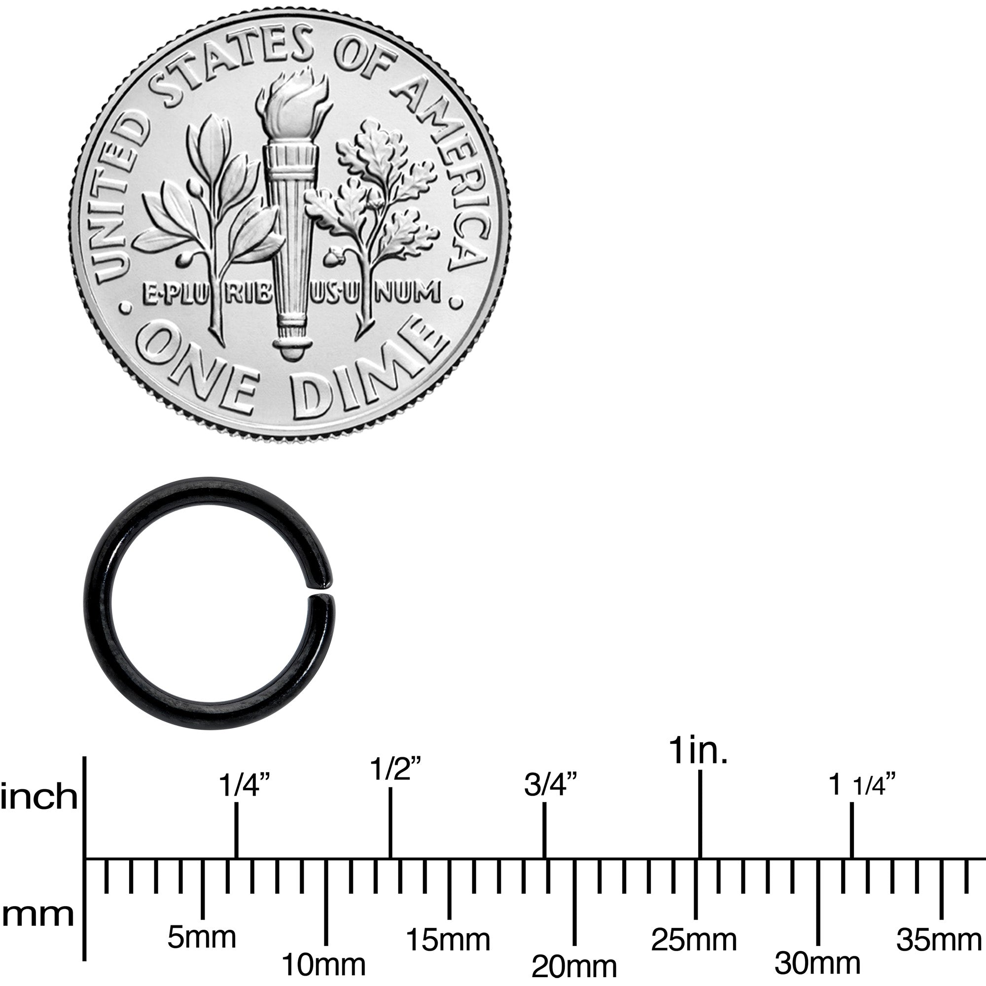 16G 5/16 Black Titanium Anodized Annealed Seamless Circular Ring