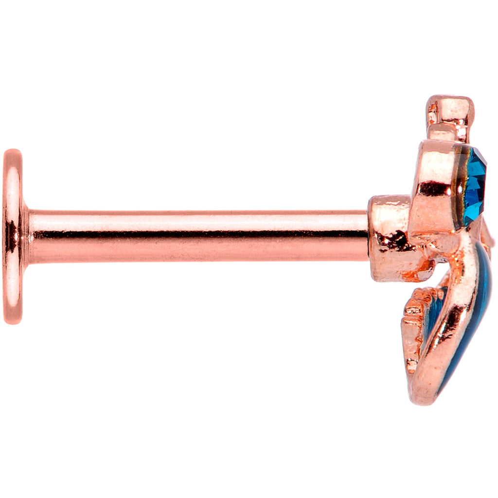 16G 5/16 Aqua Gem Rose Gold Tone Mermaid Labret Monroe Tragus