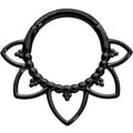 16G 5/16 Black Open Petal Flower Hinged Segment Ring