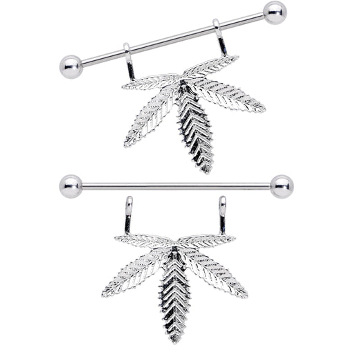 14G 11/16 Hanging Pot Leaf Dangle Nipple Shield Set