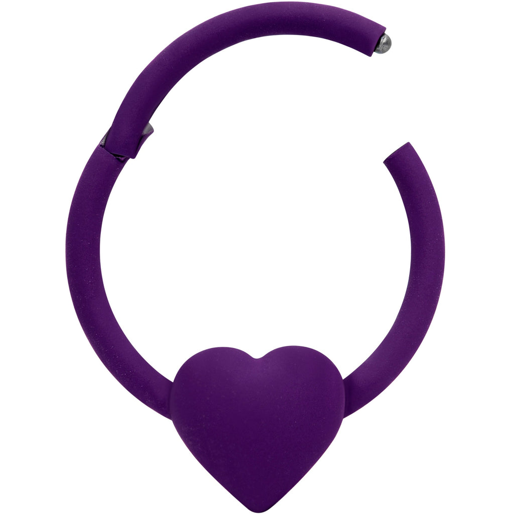 18G 3/8 Purple Matte Little Heart Hinged Segment Ring