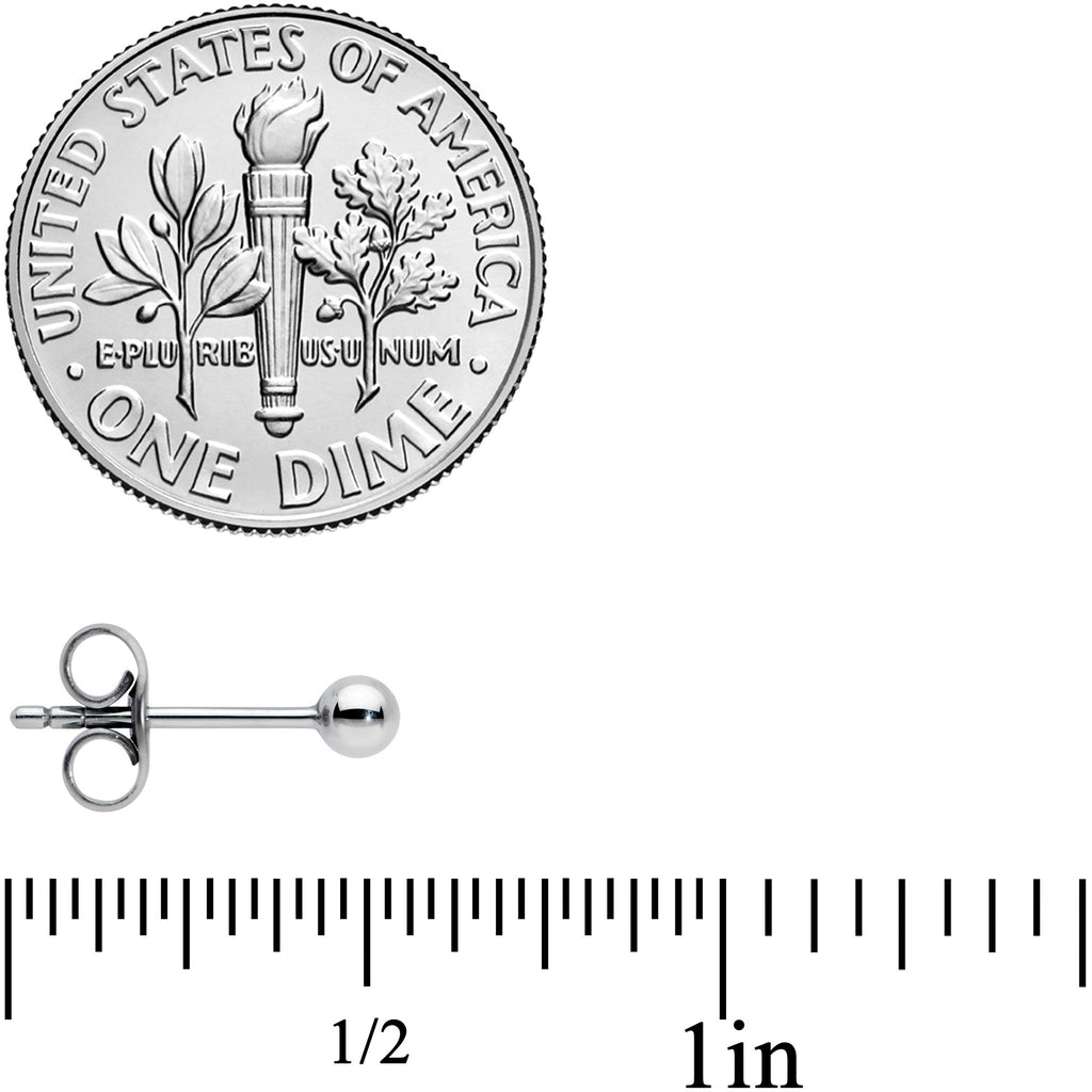 20G 3mm Ball End Grade 23 Titanium Post Stud Earrings