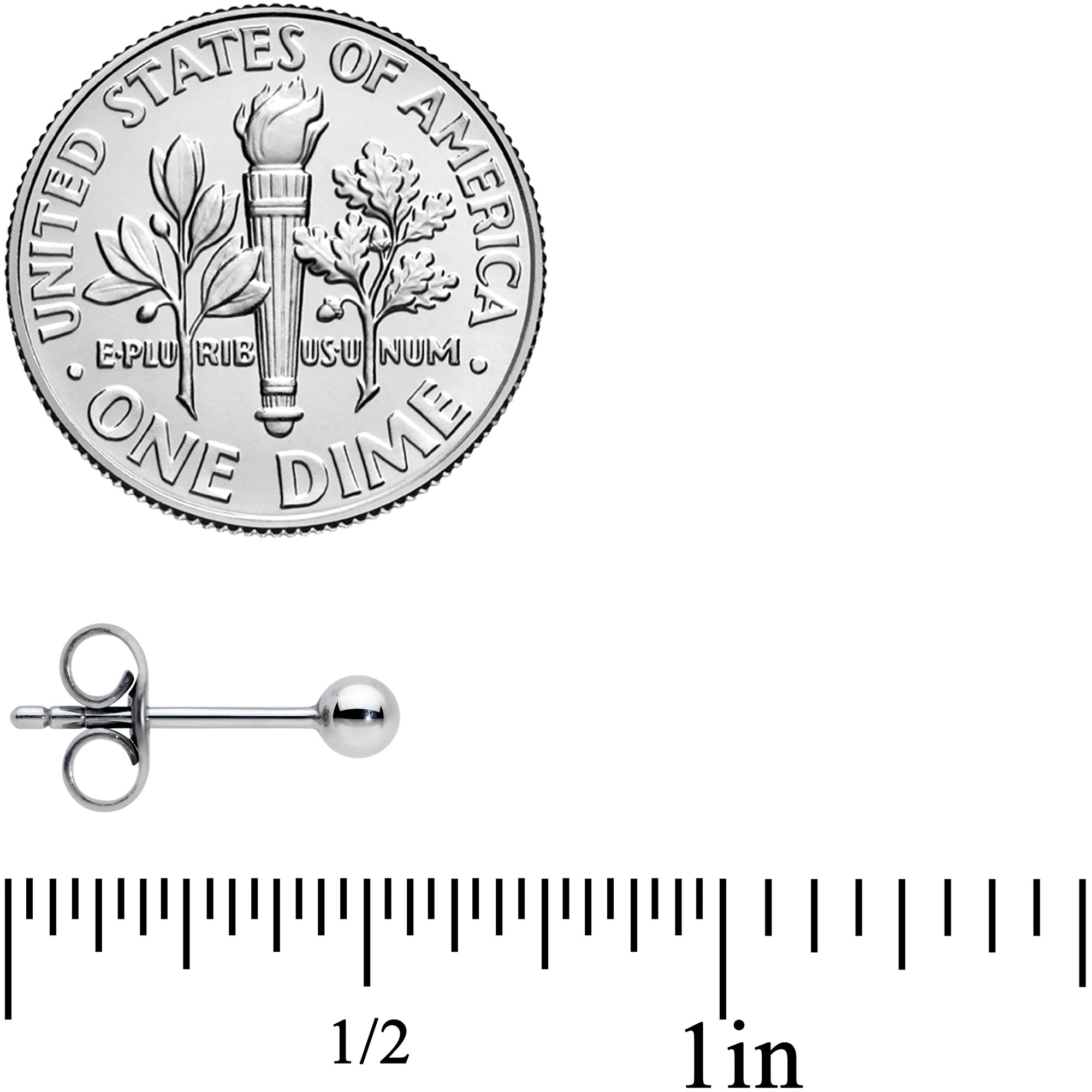 20G 3mm Ball End Grade 23 Titanium Post Stud Earrings
