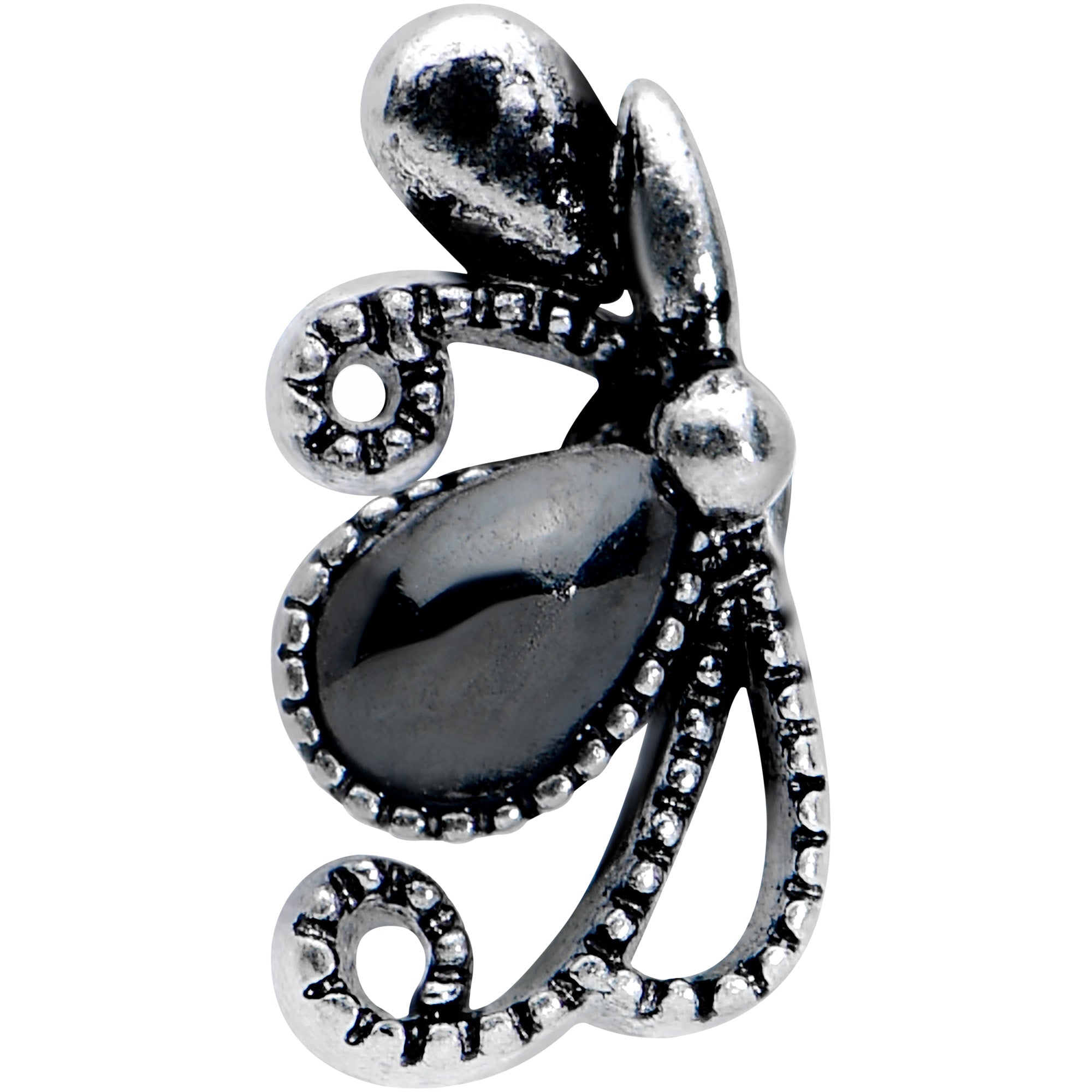16G 5/16 Black Gem Abstract Bow Labret Monroe Tragus