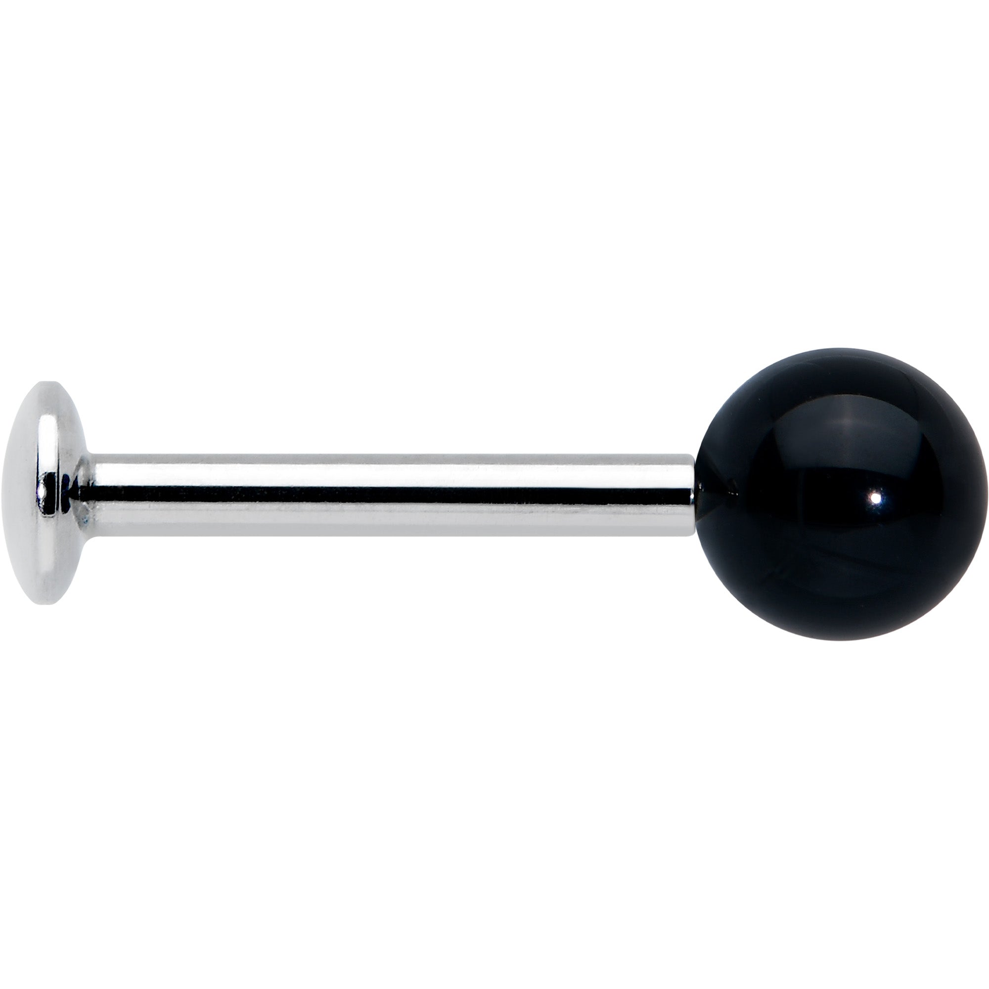 16G 5/16 Elegant Black Agate Internally Threaded Labret Tragus