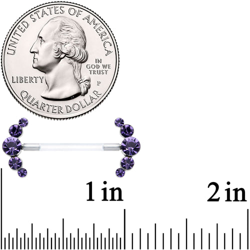 14G 13/16 Purple Gem Bioplast Simple Curvation Nipple Ring Set